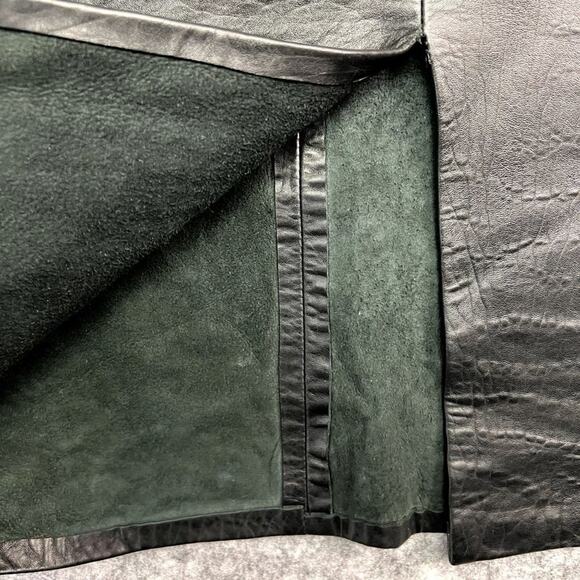 Sacha Midi Skirt Womens 26x29 Black Genuine Leather Lined Slit Zipper Pencil - Picture 3 of 11